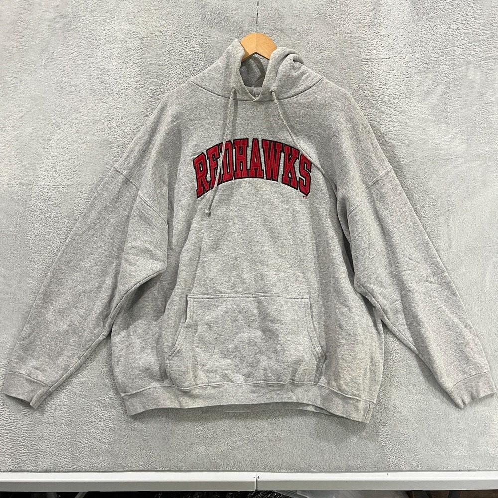 Miami University Redhawks Gray Hoodie Sweatshirt Size 2XL Embroidered Logo 90s